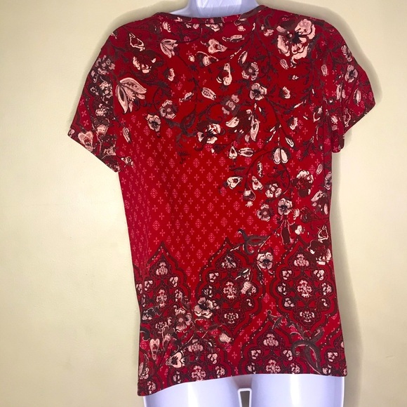 Christopher&banks red floral short sleeve top - Picture 14 of 16